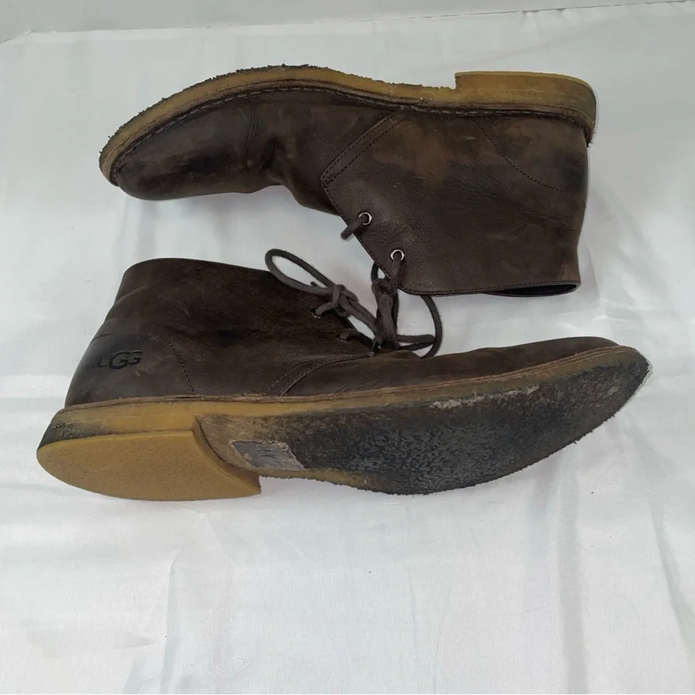 UGG Neumel Dark Brown Leather Chukka Boots‎ Mens 12 Lace Up Desert Boots 1105529